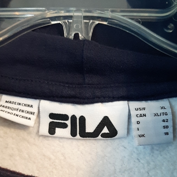 Fila Women's XL Hoodie Lavender Purple with White Graphics Fleece Lined - Picture 2 of 11